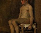 文森特威廉梵高 - 坐着的裸体小女孩，习作
